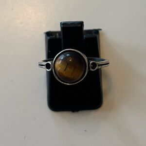Silver Ring Yellow Stone tigers eye party jewelry costume gifts holiday mood